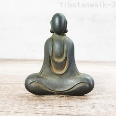 3.9″in Retro Cast Iron Rust Faceless Buddha Statue Home Study Ornament