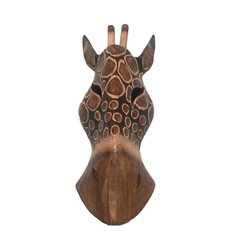 Hand Carving Wood Mask Wall Art Decor Hanger 10 inches Set 01 Giraffes Antelopes