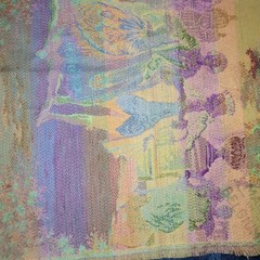 Vintage Belgium Woven Tapestry Panel 19” X 19″ Courting Couple Moonlight