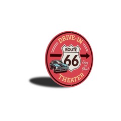 Route 66 Drive-in Theater This Way Sign, Route 66 Aluminum Sign