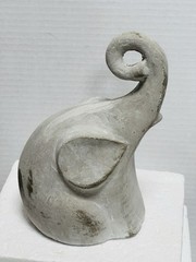 Ceramic Elephant Gray Distressed Three Hands Corp 8” See Pictures For Details
