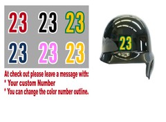 Player’s Number 1.5″ Softball Baseball Helmet Vinyl Decal Sticker Personalized 2