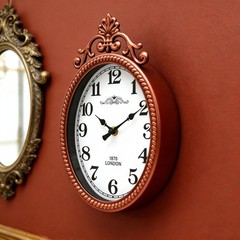 Vintage Metal Wall Clock – Rose Gold Decorative Accent, French European Ornat…
