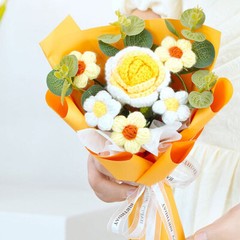 Knitted Flower Crochet Flower Bouquet Finished Hand Woven Preserved Flower ET