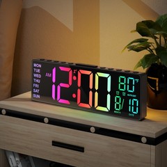 10.5” Digital Large Alarm Clock with 8-in-1 RGB Colors, Date, Month, Tempera…