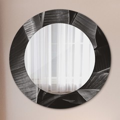 Printed Glass Frame Wall Mirror Bathroom Room Ready to Hang Tropical Palms