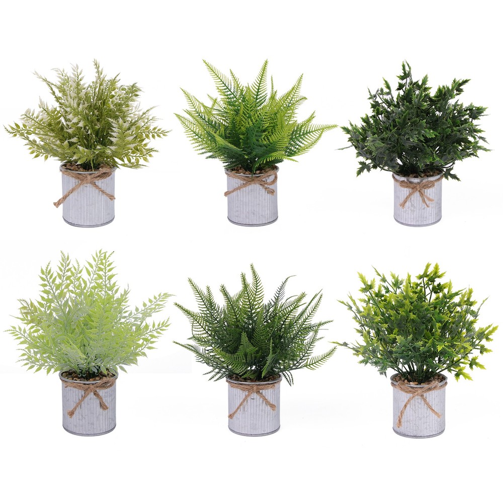 6 Pack Mini Fake Plants Artificial Potted Flowers Tabletop Bathroom Home Decor