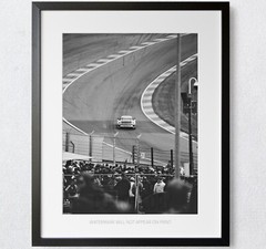Porsche GT3 RS On The Track Black And White Vintage Retro Cars Premium Art Print