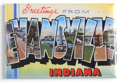 Greetings from Evansville Indiana FRIDGE MAGNET travel souvenir