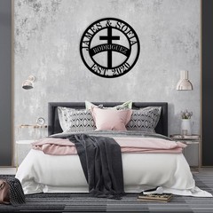 Personalized Cross Family Name Sign,Last Custom Christian Metal Signs,