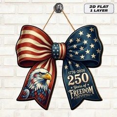 America 250th Anniversary Patriotic USA Wall Sign with Rope