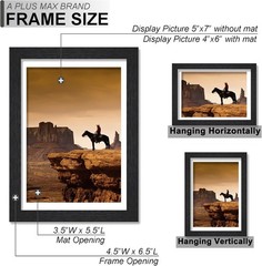 5×7 Picture Frame Set of 2, Black Engineered Wood Frame for 5 x 7 Inch Pictur…