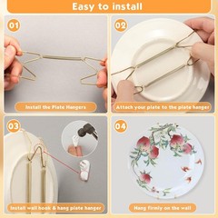 24 Pcs Invisible Wall Plate Hangers, 4-12 Inch Stainless Steel Display Hooks