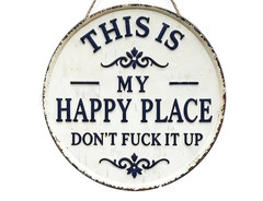Funny Garden Metal Sign This Is My Happy Place Welcome Sign Home Farm Wall Decor