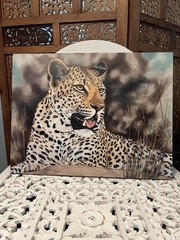 Panting Leopard Wall Art Big Cat 21×16 Foam Canvas Jaguar Wildlife Nature